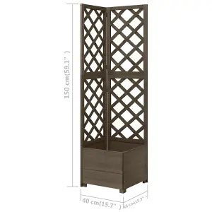 Berkfield Corner Trellis Planter Grey 40x40x150 cm Solid Fir Wood