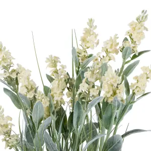 Homescapes Artificial White Lavender Plant in Decorative Metallic Ceramic Pot, 66 cm Tall