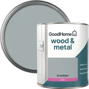 GoodHome Brooklyn Satin Metal & wood paint, 750ml