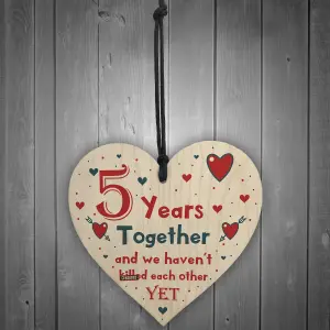 Funny Rude 5th Anniversary Gift For Husband Wife Gift For Him Her Wooden Heart