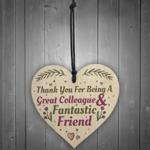 Red Ocean Great Colleague Friend Handmade Wooden Heart Sign Novelty Friendship Gift Leaving Job Thank You Gift