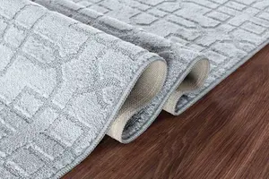 Ivy Washable Cubed Trellis Design Anti Slip Doormats Dark Grey 60x220 cm