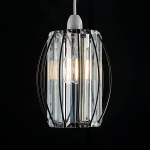 Black Metal K9 Crystal Light Shade 16cm x 20cm, Cylinder Shape with Oval Ring