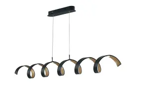 Luminosa HELIX LED Swirl Pendant Ceiling Light Black, Gold 2400lm 3000K 125x13.5cm