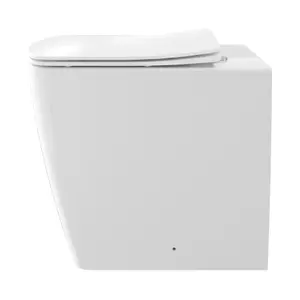 GoodHome Levanna White Rimless Back to wall Square Toilet pan with Soft close seat