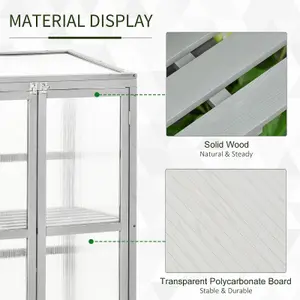 Outsunny Wood Cold Frame Greenhouse Outdoor Indoor PC Board 76 x 47 x 110cm Grey