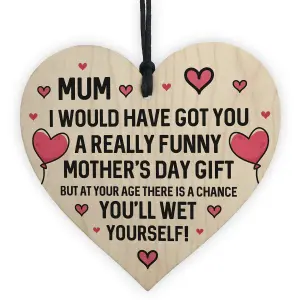 Red Ocean Funny Rude Mothers Day Gifts For Mum Novelty Wooden Heart Mum Gifts For Her