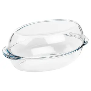 URBNLIVING 2.25L Pyrex Glass Oven Dish Oval Roasting Baking Casserole Bakeware & Lid