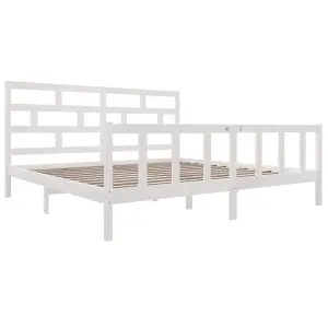 Berkfield Bed Frame White Solid Wood Pine 180x200 cm 6FT Super King 6FT Super King