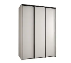 Chic White Sliding Wardrobe H2050mm W1700mm D600mm with Customisable Black Steel Handles