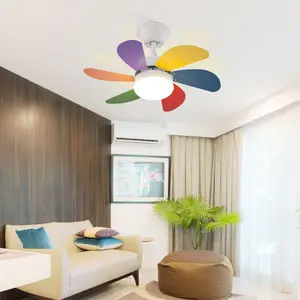 Alisha-Ann 75cm Ceiling Fan with Light Kit White with Multicolour Blades