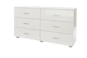 White Gloss 3+3 wide chest of drawers, Lido White