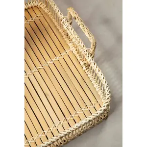 Interiors by Premier Rectangular Natural Rattan And Bamboo Tray