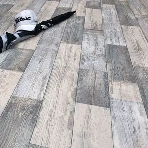 Neutral Modern Wood Effect Anti-Slip Vinyl Flooring For Kitchen, Bathroom, 2.5mm Thick Vinyl Sheet-3m(9'9") X 3m(9'9")-9m²