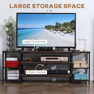 HOMCOM TV Unit Cabinet for TVs up to 60Inches with Shelves Brown and Black