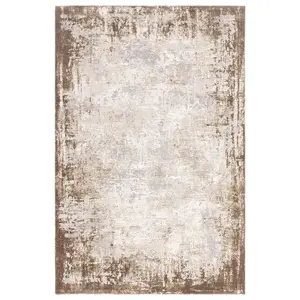 Abstract Beige Luxurious Modern Easy To Clean Rug For Dining Room Bedroom & Living Room-160cm X 230cm