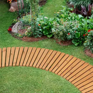 Costway Roll-Out Garden Pathway 216 x 53 cm Wooden Patio Curved Walkway Decking Boards