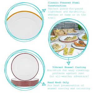 Argon Tableware - White Enamel Dinner Plates - 25.5cm - 4 Colours