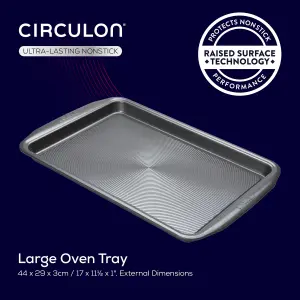 Circulon Momentum Grey Rectangle Carbon Steel Dishwasher Safe Oven Pizza Tray 11.5 x 17"