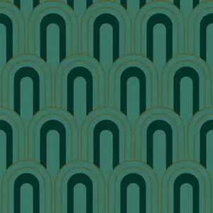 Galerie Botanica Green Retro Arch Smooth Wallpaper