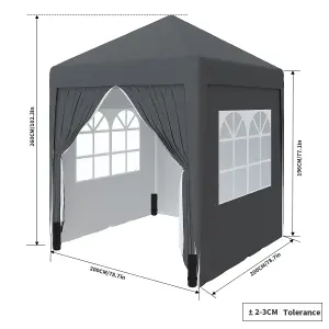 SunDaze Garden Pop Up Gazebo Party Tent Camping Marquee Canopy with 4 Sidewalls Carrying Bag Anthracite 2x2M