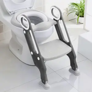 Children Toilet Seat & Ladder Toddler Training Step Up Easy Fold Down For Kids