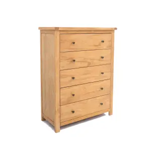 Lugo 5 Drawer Chest of Drawers Brass Knob