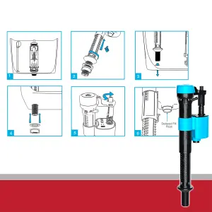 SPARES2GO Toilet Cistern Fill Valve Universal 1/2" BSP Adjustable Water Float Inlet (Bottom Entry)