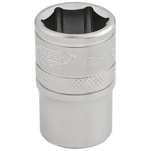 Draper 6 Point Metric Socket, 1/2" Sq. Dr., 17mm 16607