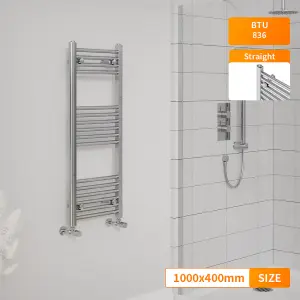 Right Radiators 1000x400 mm Straight Heated Towel Rail Radiator Bathroom Ladder Warmer Chrome