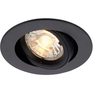 2 PACK Directional Tilting Ceiling Downlight - 50W GU10 Reflector - Matt Black