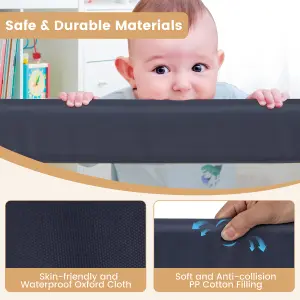 COSTWAY Foldable Bed Rail 152 CM Baby Bed Guard Rail w/ Adjustable Safety Strap