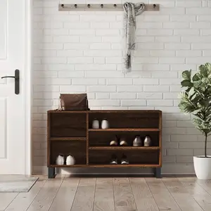 Berkfield Shoe Cabinet Brown Oak 102x36x60 cm Engineered Wood