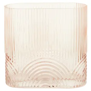 Interiors by Premier Large Pink Glass Vase, Textured Glass Flower Vase, Embossed Detailing Pink Modern Vase for living rooms