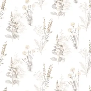 Galerie Abby Rose 4 Beige Grey Flora Smooth Wallpaper