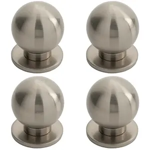 4x Small Solid Ball Cupboard Door Knob 30mm Dia Satin Nickel Cabinet Handle