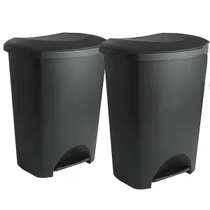 Black 50 Litre Soft Closing Metallic Home Kitchen Office Airtight Pedal Bin