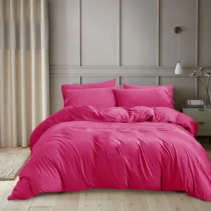 Kiranjot Microfibre 200 TC Reversible Modern & Contemporary Duvet Cover Set With Pillow Cases Pink / Single - 1 Standard Pillowcase