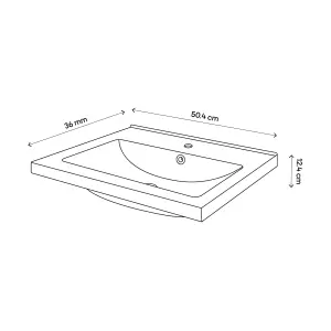 GoodHome Nira Gloss White Rectangular Vanity Basin (W)50cm