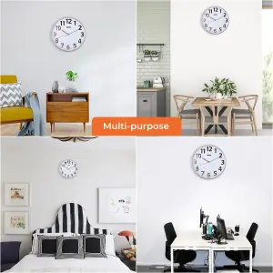 GEEPAS Wall Clock Modern Large Number Silent Round Clock Battery Operated