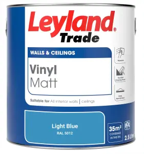 Leyland Trade Vinyl Matt Walls & Ceilings Emulsion Paint Light Blue (RAL 5012) 2.5L