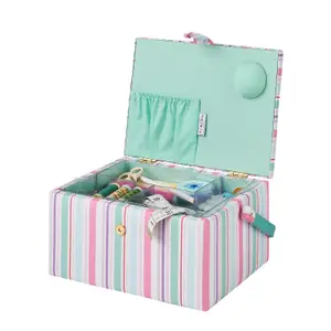 Medium Sewing Basket Stripe 18.5 x 26 x 15cm - Sewing Online GA1122M