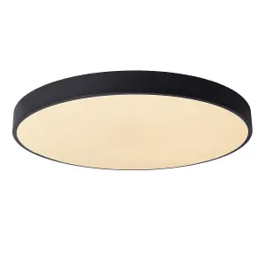 Lucide Unar Modern Flush Ceiling Light 60cm - LED Dim. - 1x60W 2700K - 3 StepDim - Black