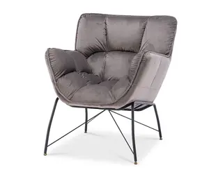 Velvet Light Grey Eliana Accent Chair