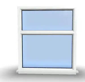 895mm (W) x 995mm (H) PVCu StormProof Casement Window - 2 Horizontal Panes Non Opening Windows -  White Internal & External