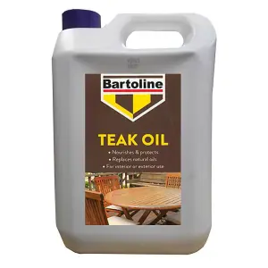 Bartoline Teak Oil 5 Litre Wood Furniture Oil Protects Wood gives Natural Sheen