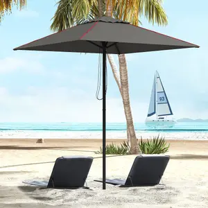 Outsunny Sun Parasol with Vent, Table Umbrella for Patio, Garden, Pool, Grey