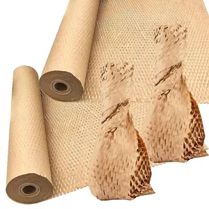 1 Roll (50m) Brown Honeycomb 400m Wrapping Paper Rolls For Packing/Moving Hive Cushioning Wrap