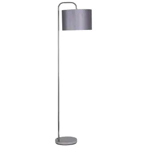 First Choice Lighting Set of 2 Chrome Arched Floor Lamps with Grey Glitter Shades