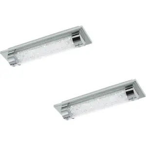 2 PACK Wall Flush Ceiling Light Colour Chrome Shade Clear Plastic Crystal LED 8W